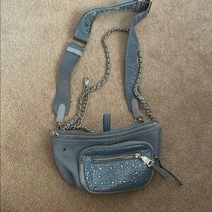 Gray Crossbody Bag with Studded Embellishments